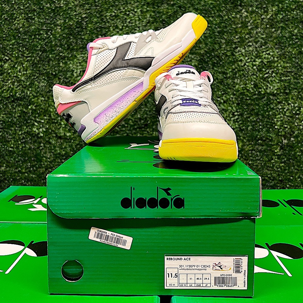 DIADORA REBOUND ACE- Leather (White/Black/Magenta) BRAND NEW!!!